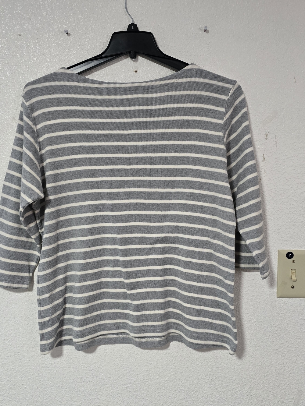 L.L.Bean Gray and White Striped Boatneck Top - Picture 5 of 7